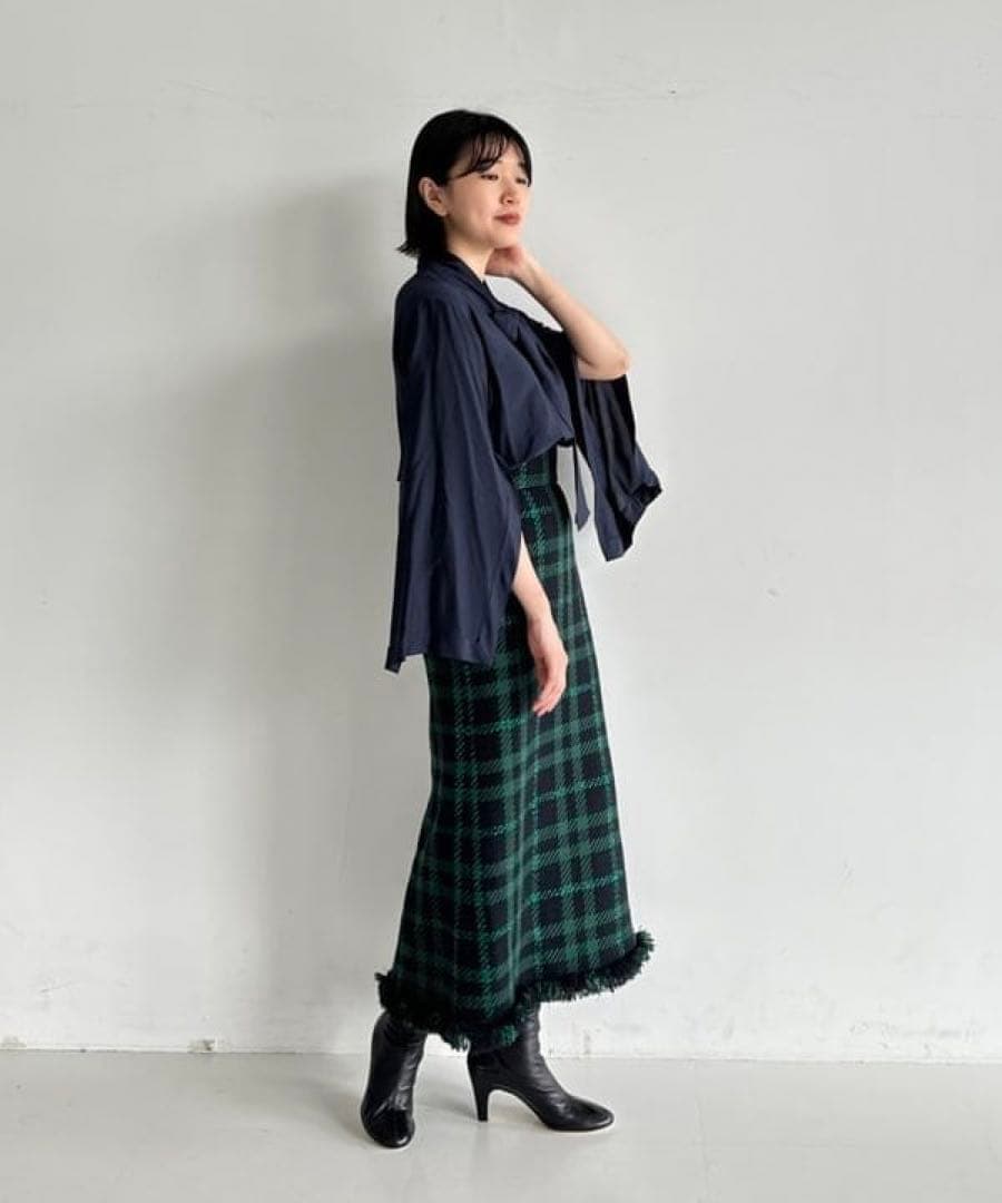 未使用EFFE BEAMS カラーツィードスカート　グリーン