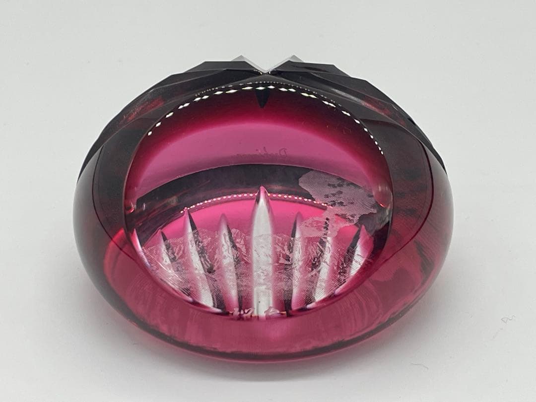 【未使用新品】薩摩切子 弟子丸 weight 切子 文鎮 鹿児島 桜島 共箱他付