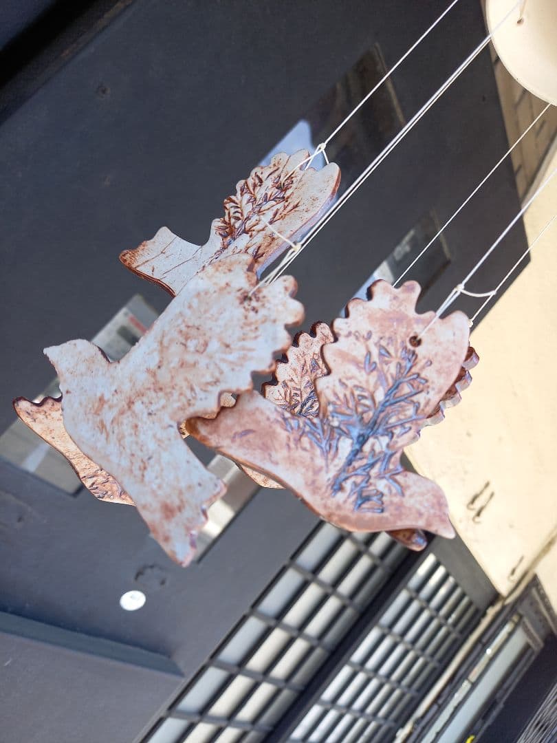 欧州　ポタリー　pigeon　ハンドペイント　風鈴　ウィンドウ　ベル　チャイム