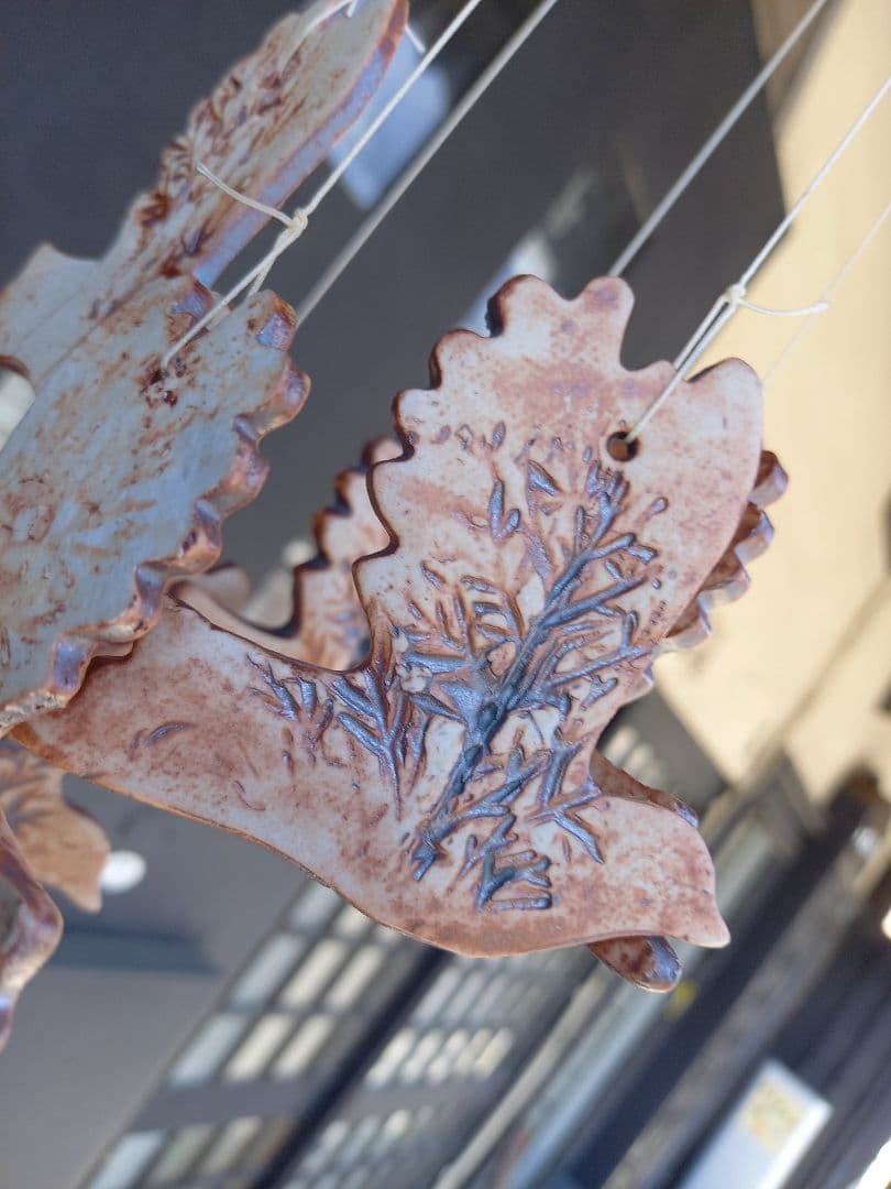 欧州　ポタリー　pigeon　ハンドペイント　風鈴　ウィンドウ　ベル　チャイム