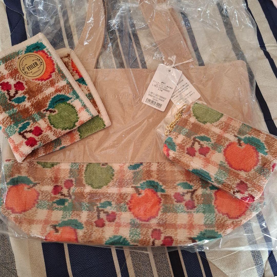 【フェイラーラブラリー♥️新品♥️】 トートバッグ、ハンカチ、ポーチの３点セット