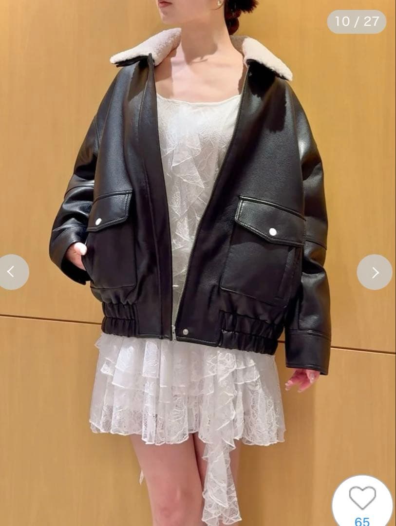 スナイデル　マルチファブリックボアカラーブルゾン　ブラック