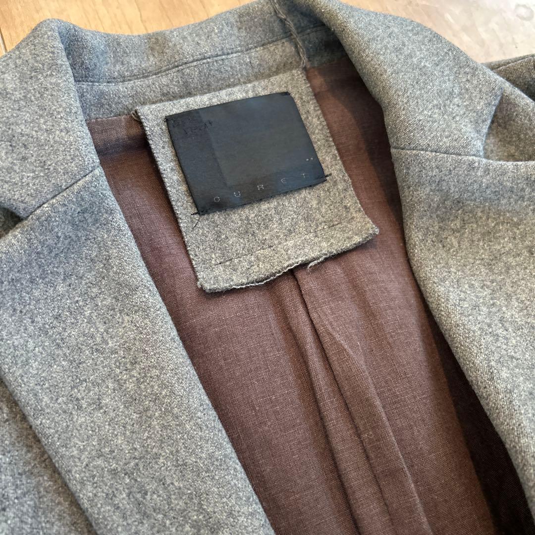 【定価6万円】グレー ウール混紡 シングルブレスト コート　肉厚生地　冬用