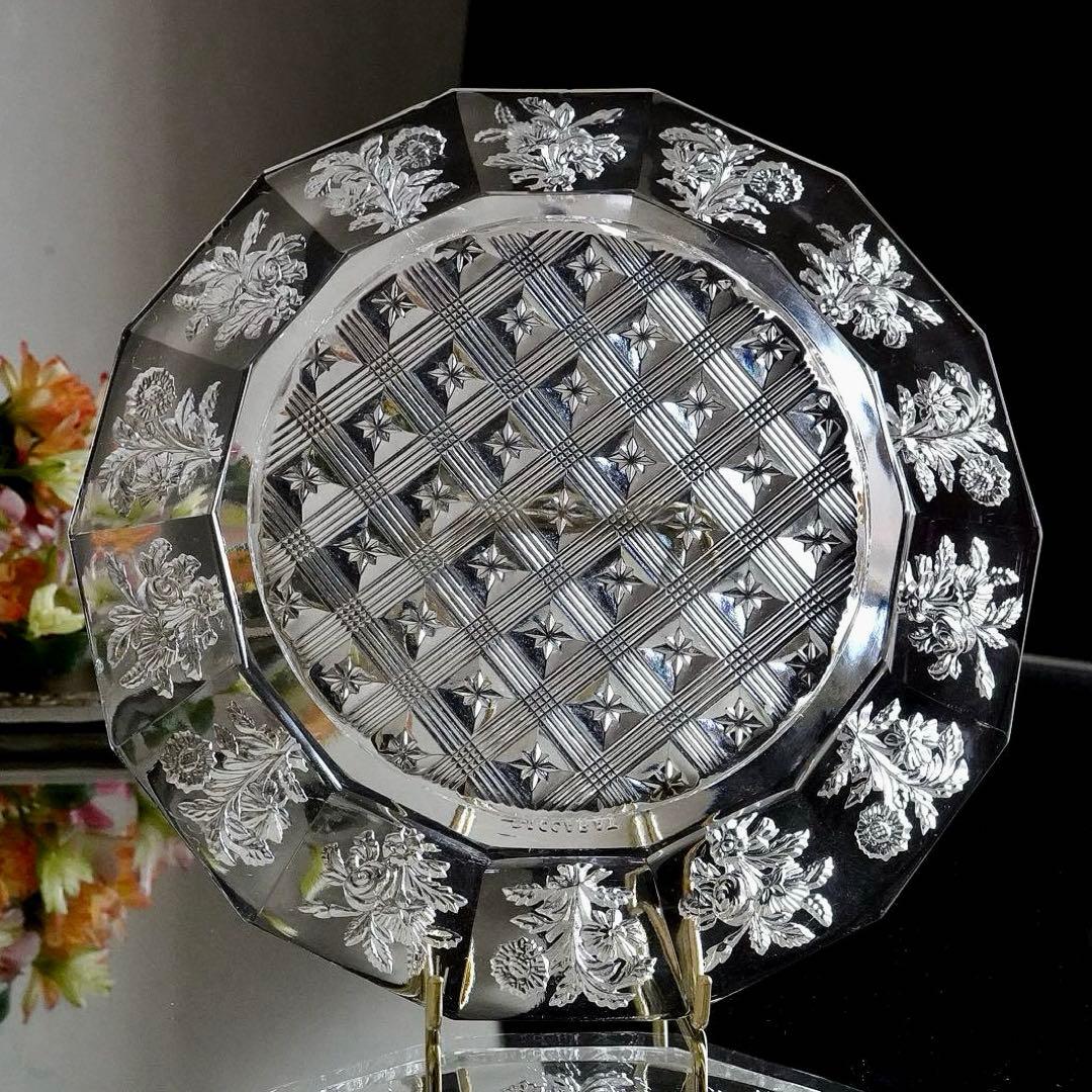 1840年★極希少オールドバカラBACCARAT 花紋クリスタル プレート お皿