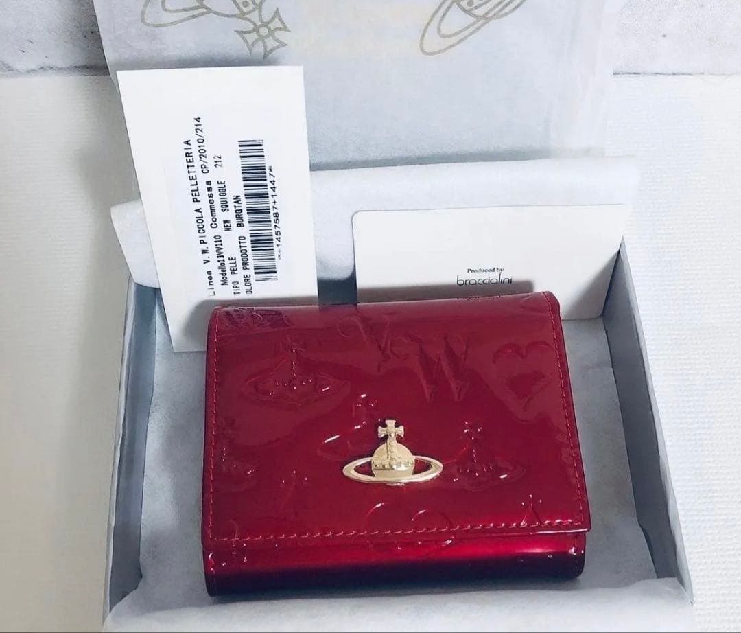 【新品 未使用】VivienneWestwood 折り財布 エナメル レッド