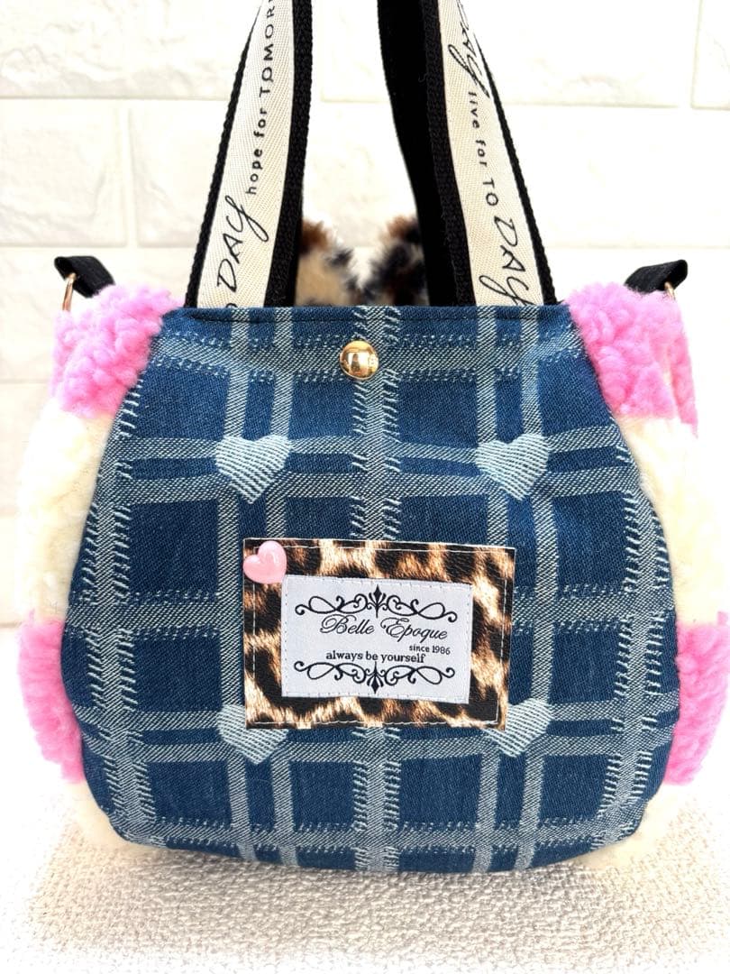 H*U様 コヤンイサムチョン　ハンドメイド　ハートボアバッグ　ピンク　ヒョウ柄う