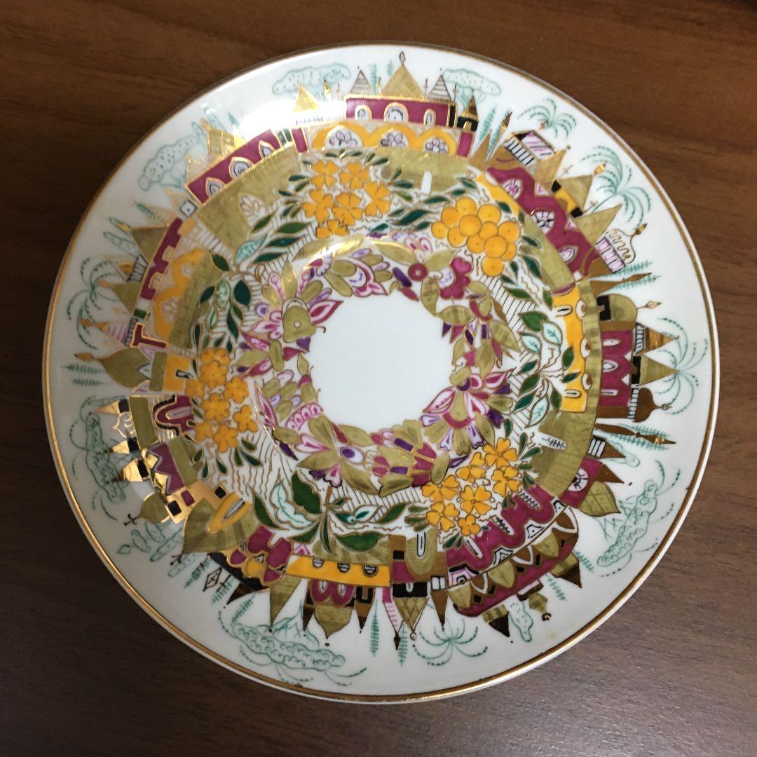 ロシア　ロモノーソフ陶器　2000年　黄金の春　手描き