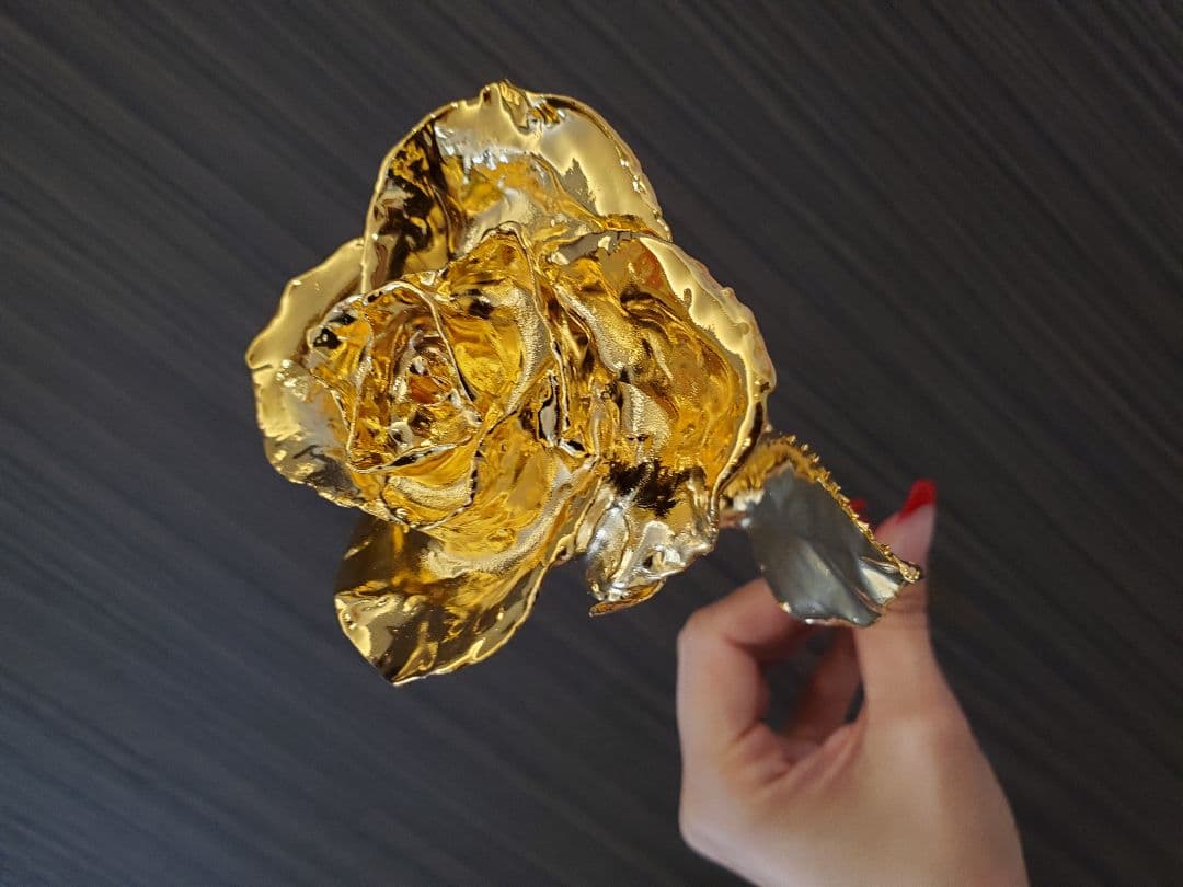 インテリア☆レア☆生花 薔薇 ローズ プリザーブドフラワー 24金