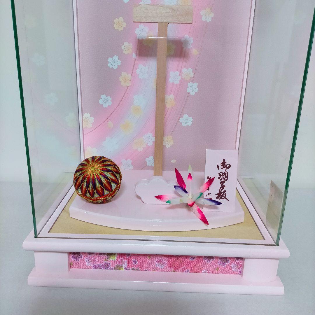 羽子板 新品 13号 パノラマ ガラスケース 桃 道明寺 友禅