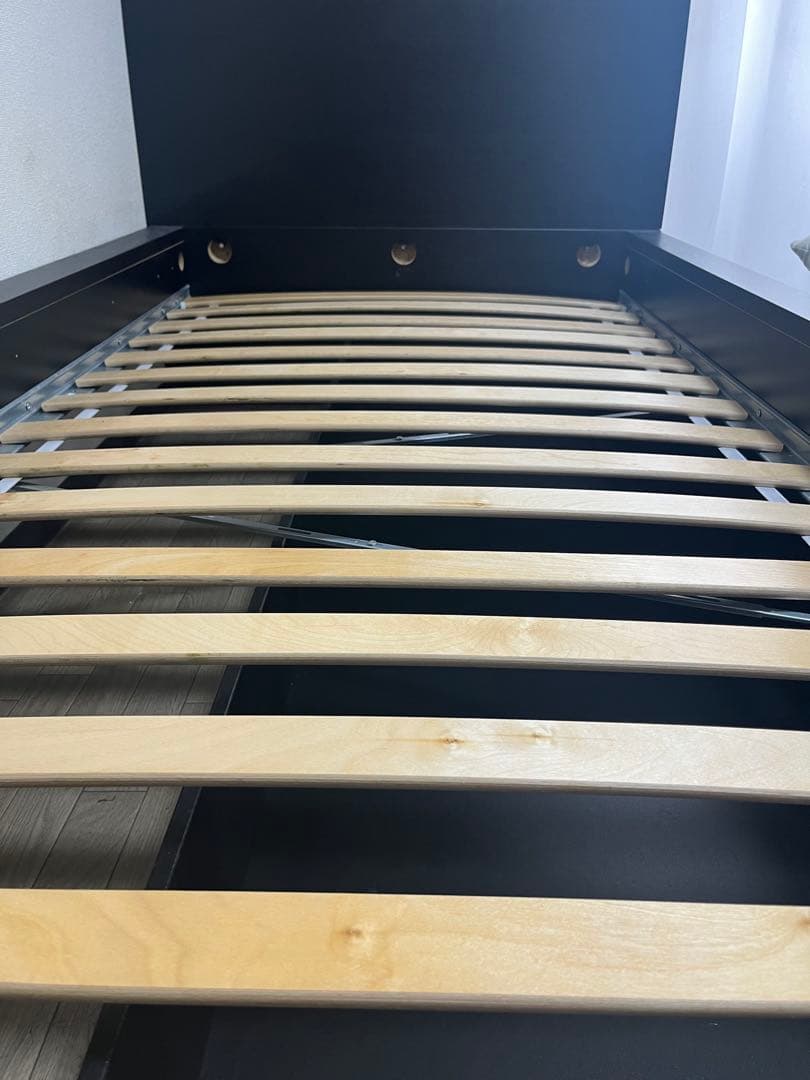IKEAシングルベッドフレーム 黒 収納付き