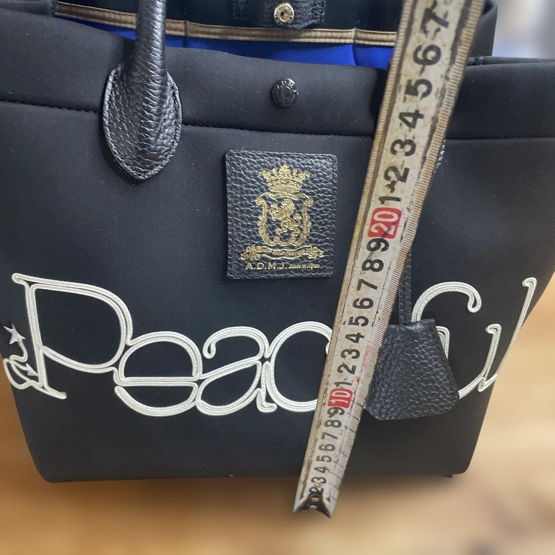 Peaceful刺繍トートバッグ ブラック　ADMJ