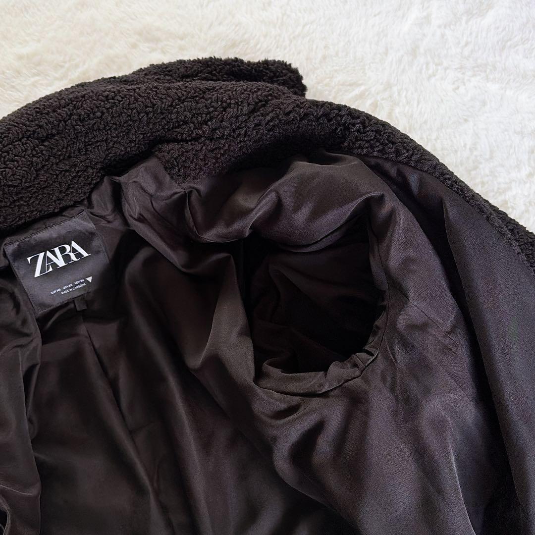 極美品✨完売入手困難【ザラ】テディベアコート エクストラロングボアコート 黒XS