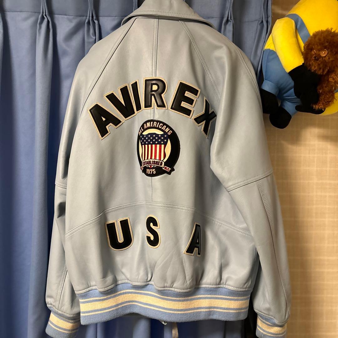 AVIREX ライトブルーレザージャケット