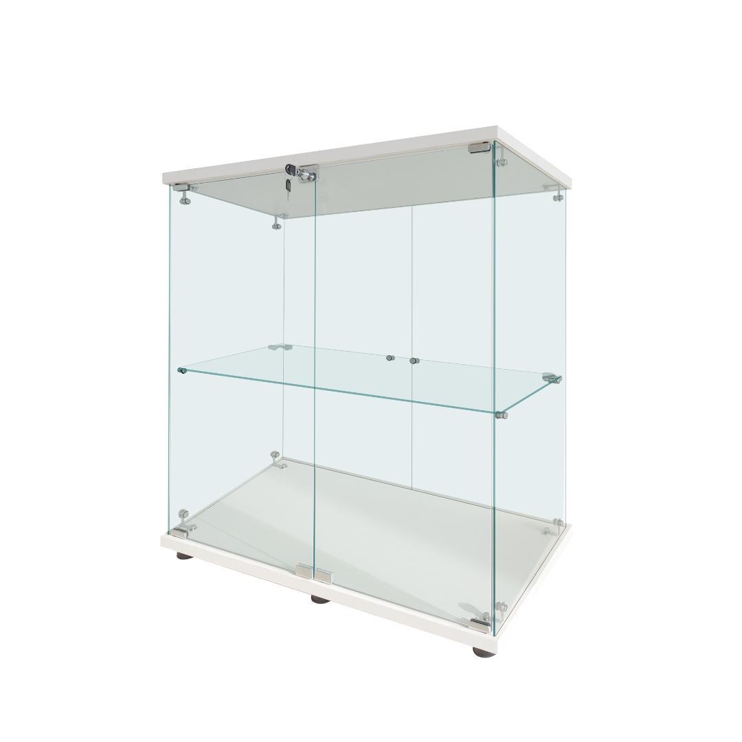 【新品】フィギュアケース 2段ワイド ホワイトコレクションケース ガラス 棚