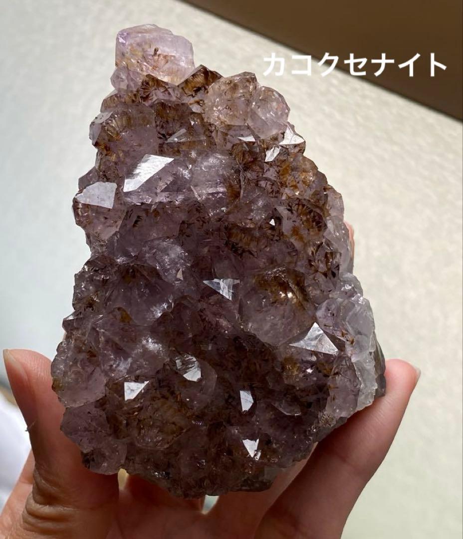 ② カコクセナイト アメジスト タイチンルチル 天然石 クラスター 原石