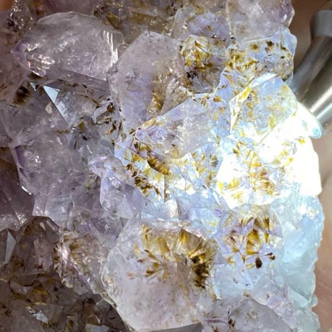 ② カコクセナイト アメジスト タイチンルチル 天然石 クラスター 原石