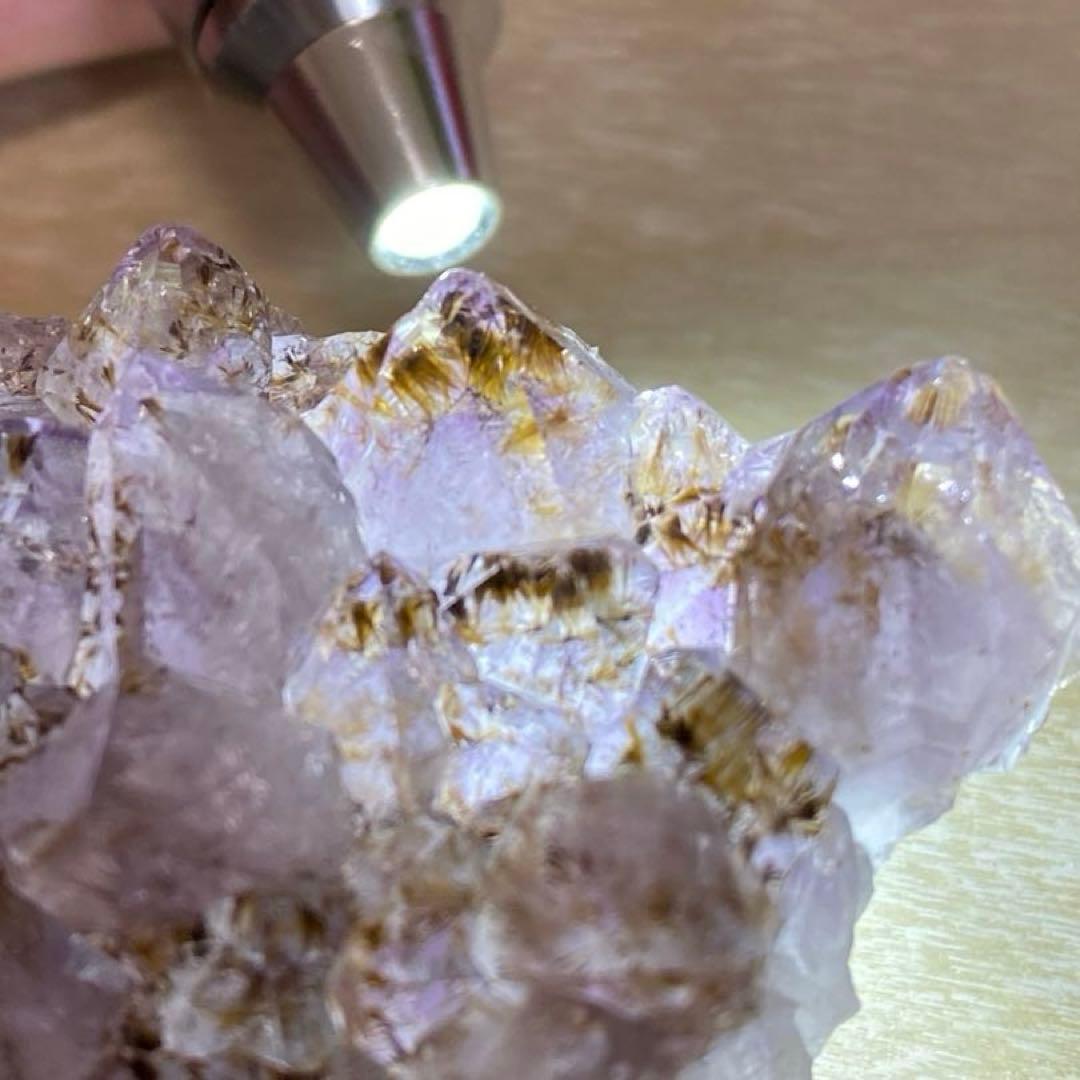 ② カコクセナイト アメジスト タイチンルチル 天然石 クラスター 原石