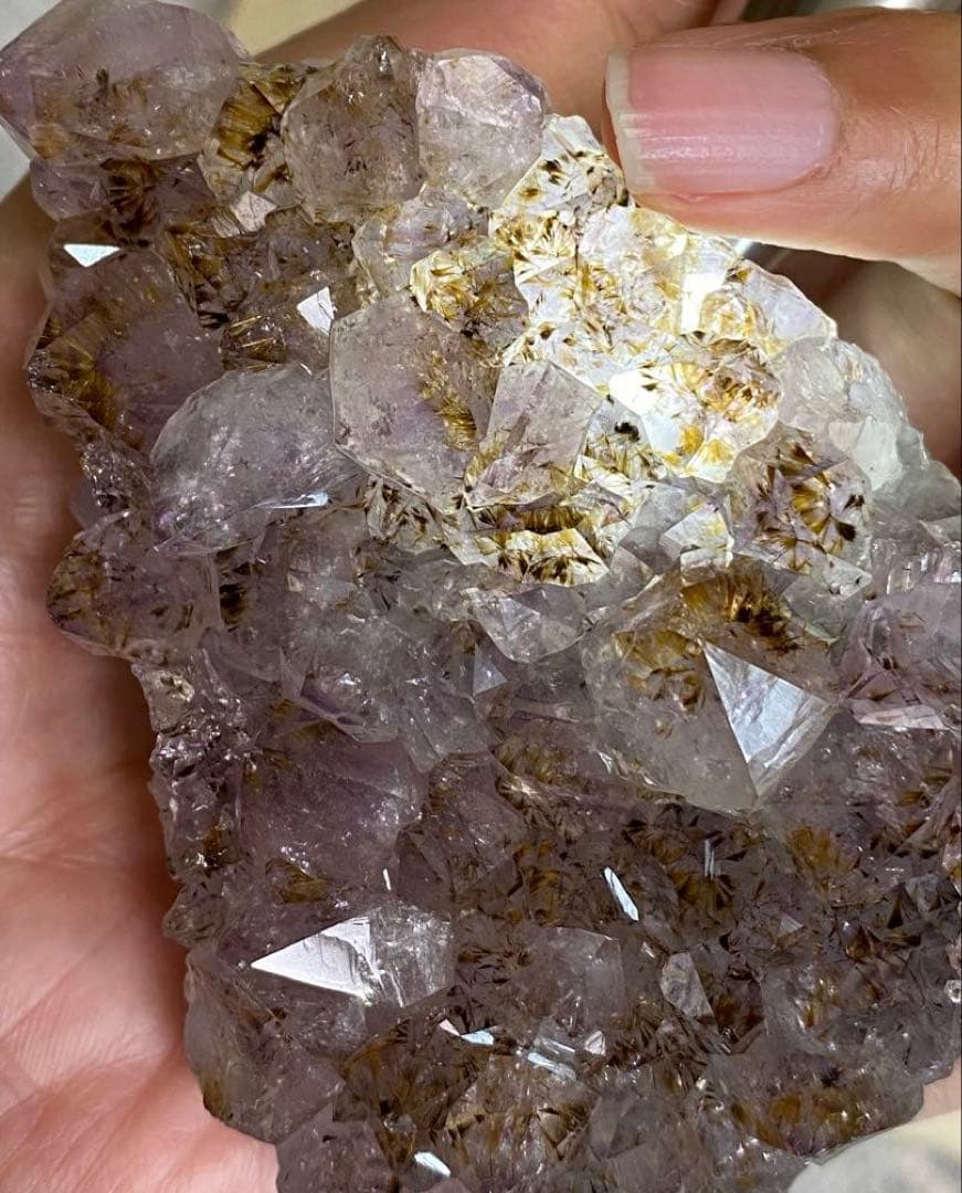 ② カコクセナイト アメジスト タイチンルチル 天然石 クラスター 原石