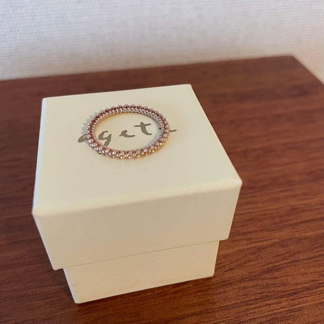 agete アガット バブルリング 11号 PG★美品