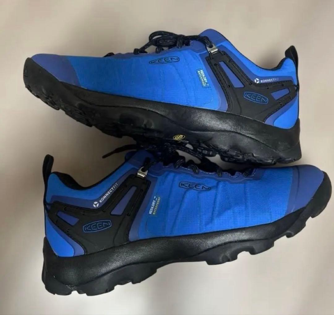 美品☆キーンKEEN トレッキングシューズ ウォータープルーフ☆27.5☆青