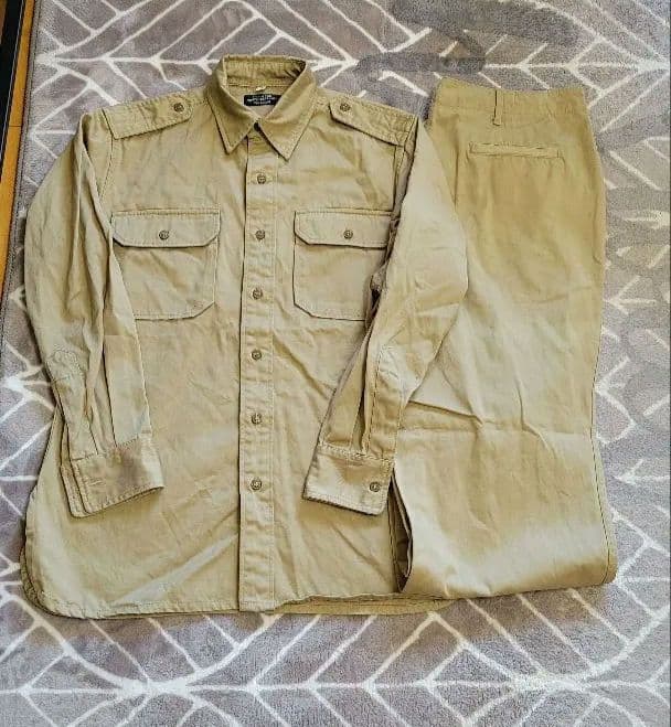 ww2 米軍 チノ カーキ シャツ&ズボンセットアメリカ軍 レプリカ 中田商店