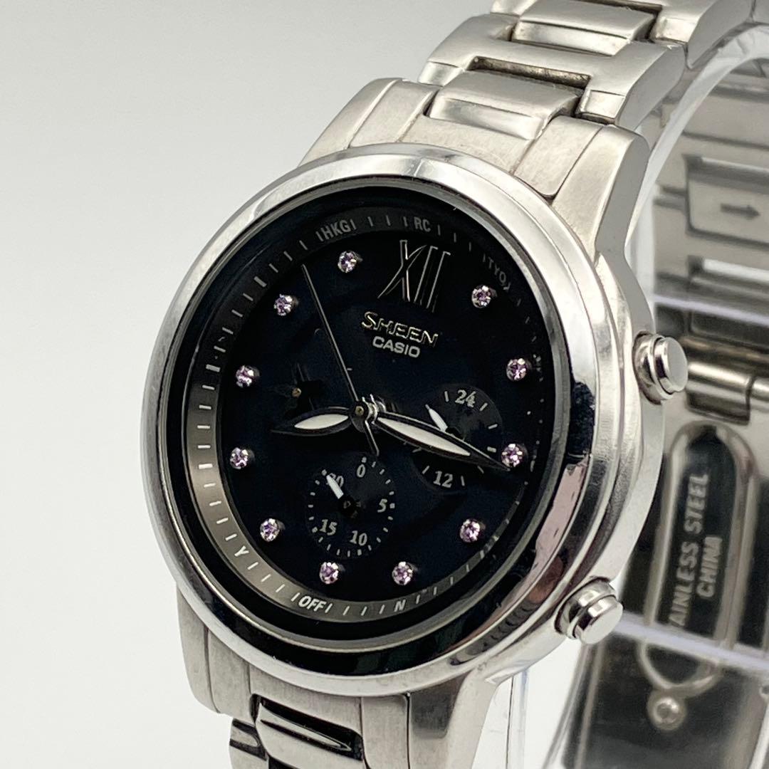 美品　カシオ　SHEEN　電波ソーラー　腕時計　クロノグラフ　レディース　稼働品