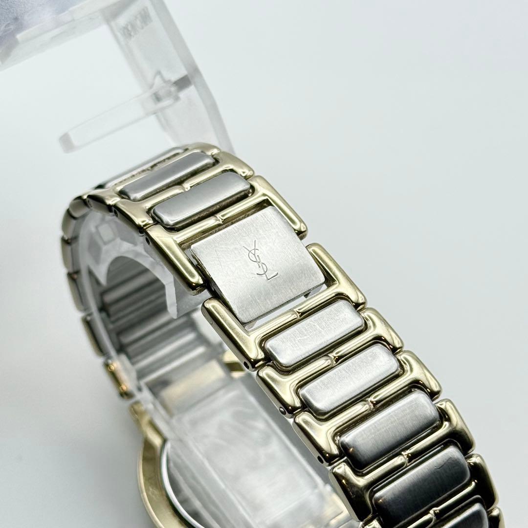 ✨新品電池・稼働✨サンローラン 腕時計 クォーツ ラウンド コンビ レディース