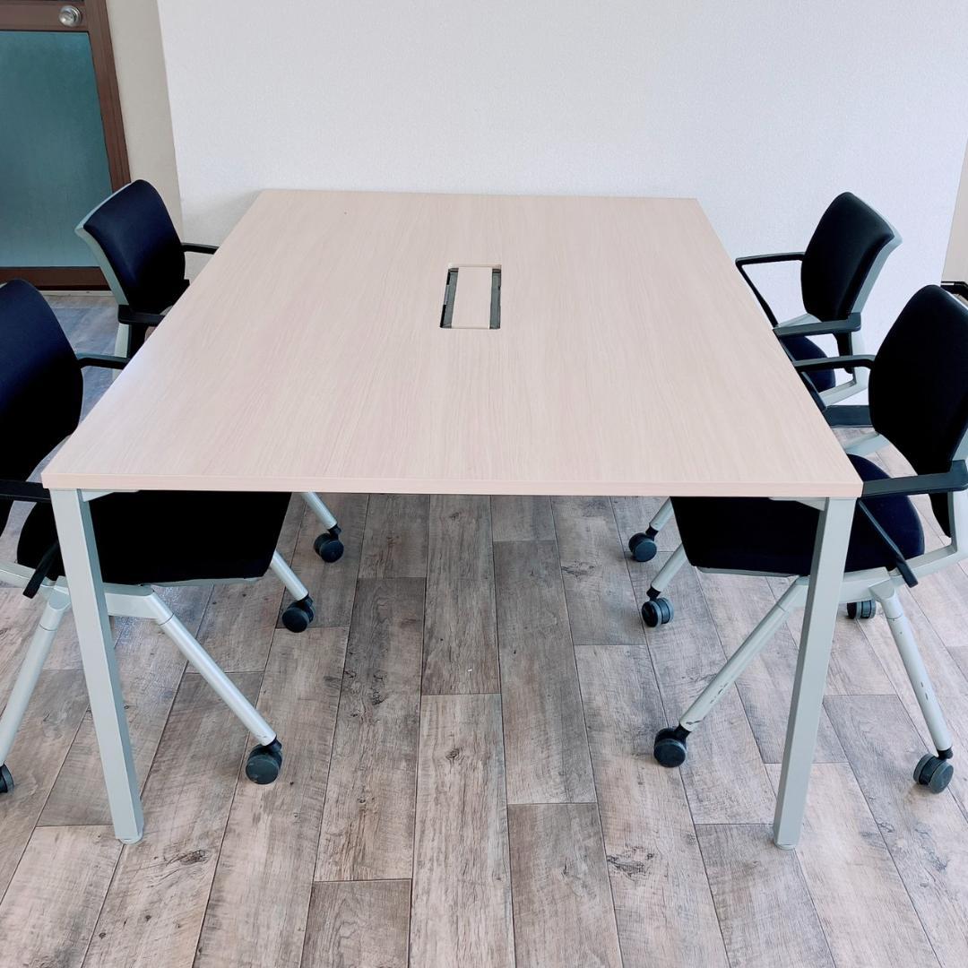 引取限定 オフィス家具 会議テーブルチェアセット 椅子4脚 OKAMURA