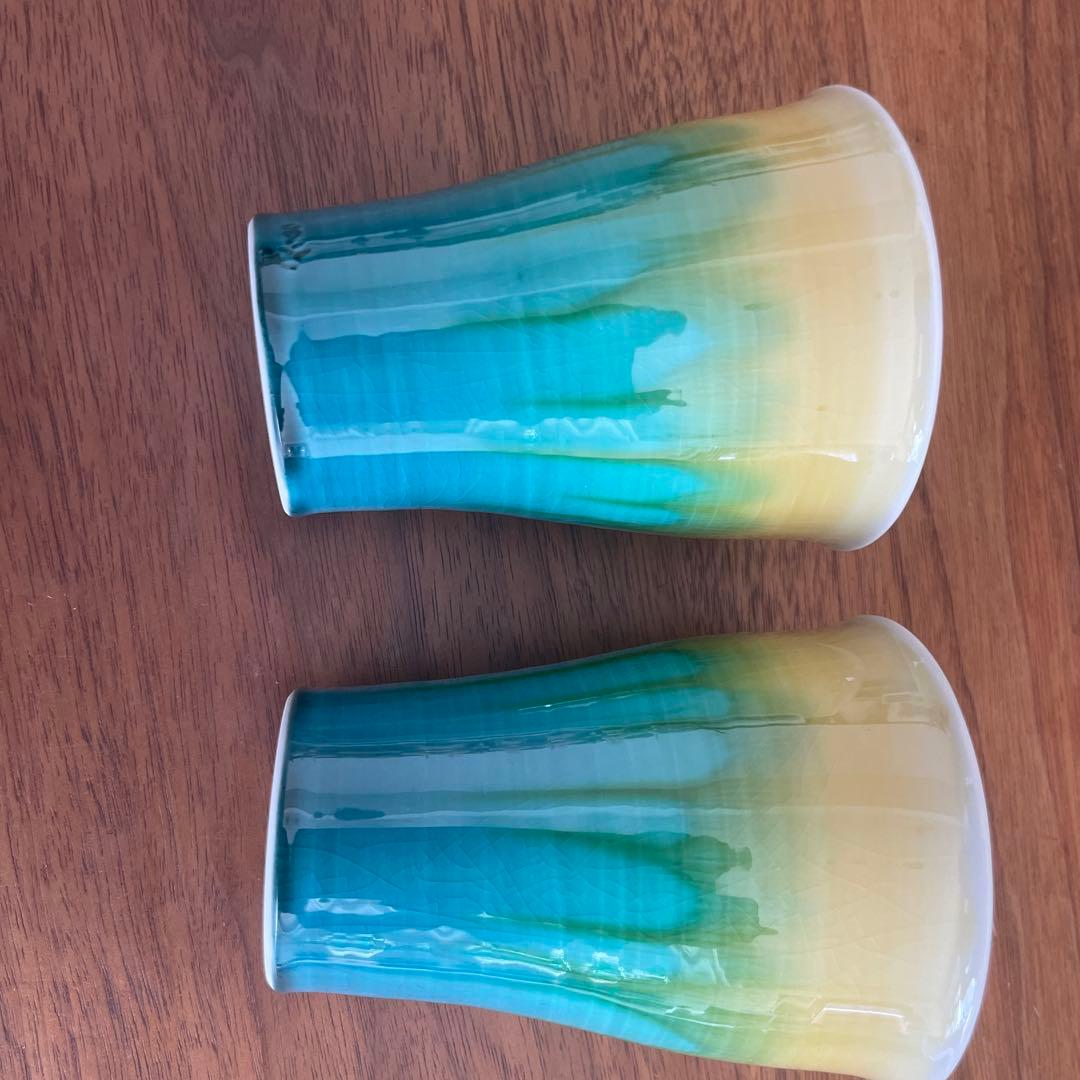 【新品・未使用】伝統工芸九谷焼 四代 徳田八十吉作 彩釉フリーカップ 瑞穂