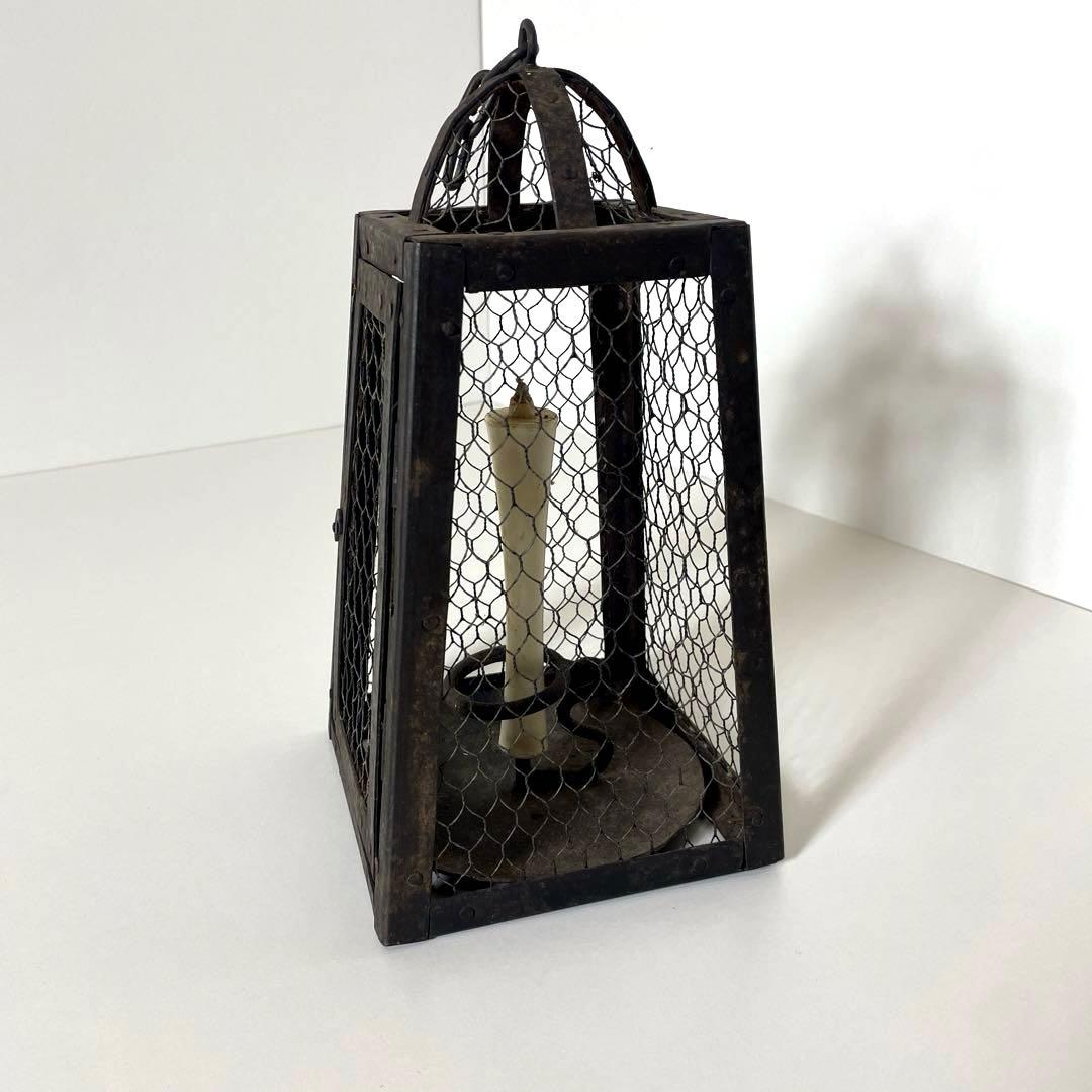 #XG447 時代物・鉄製・吊り燭台・行燈・ランタン・アンティーク・骨董