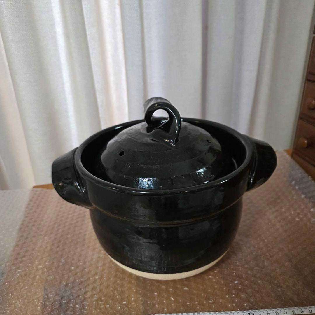 信楽焼 ごはん鍋 5合炊き 黒釉 御飯鍋 ふっくら！土鍋