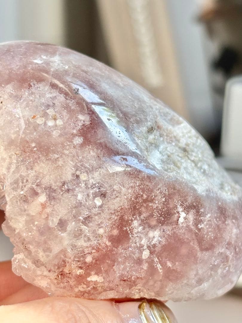 最終価格《ザクザク結晶♡》ピンクアメジスト　ハート　専用台座付き