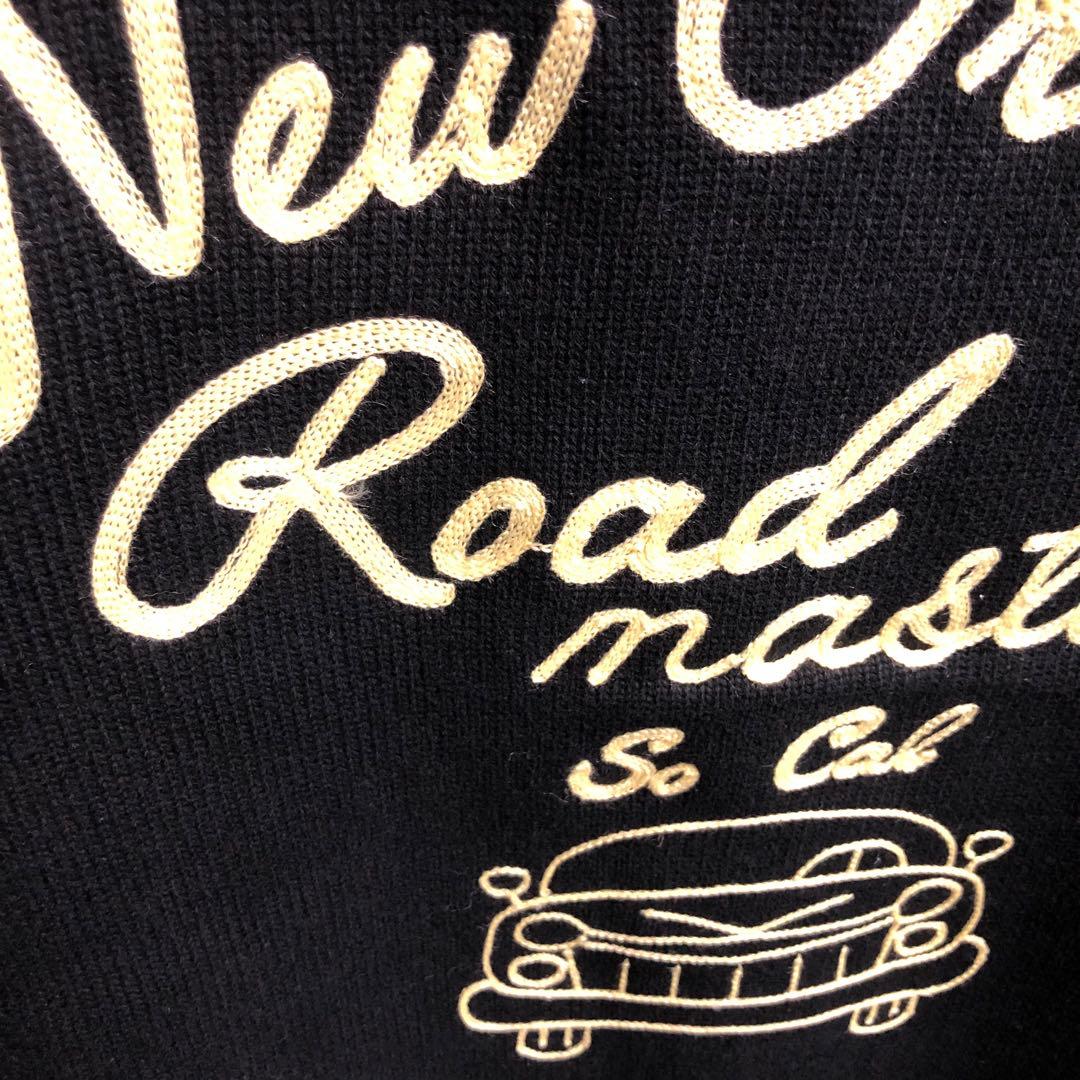 HOUSTON ヒューストン レタードカーディガン チェーン刺繍 アメカジ XL