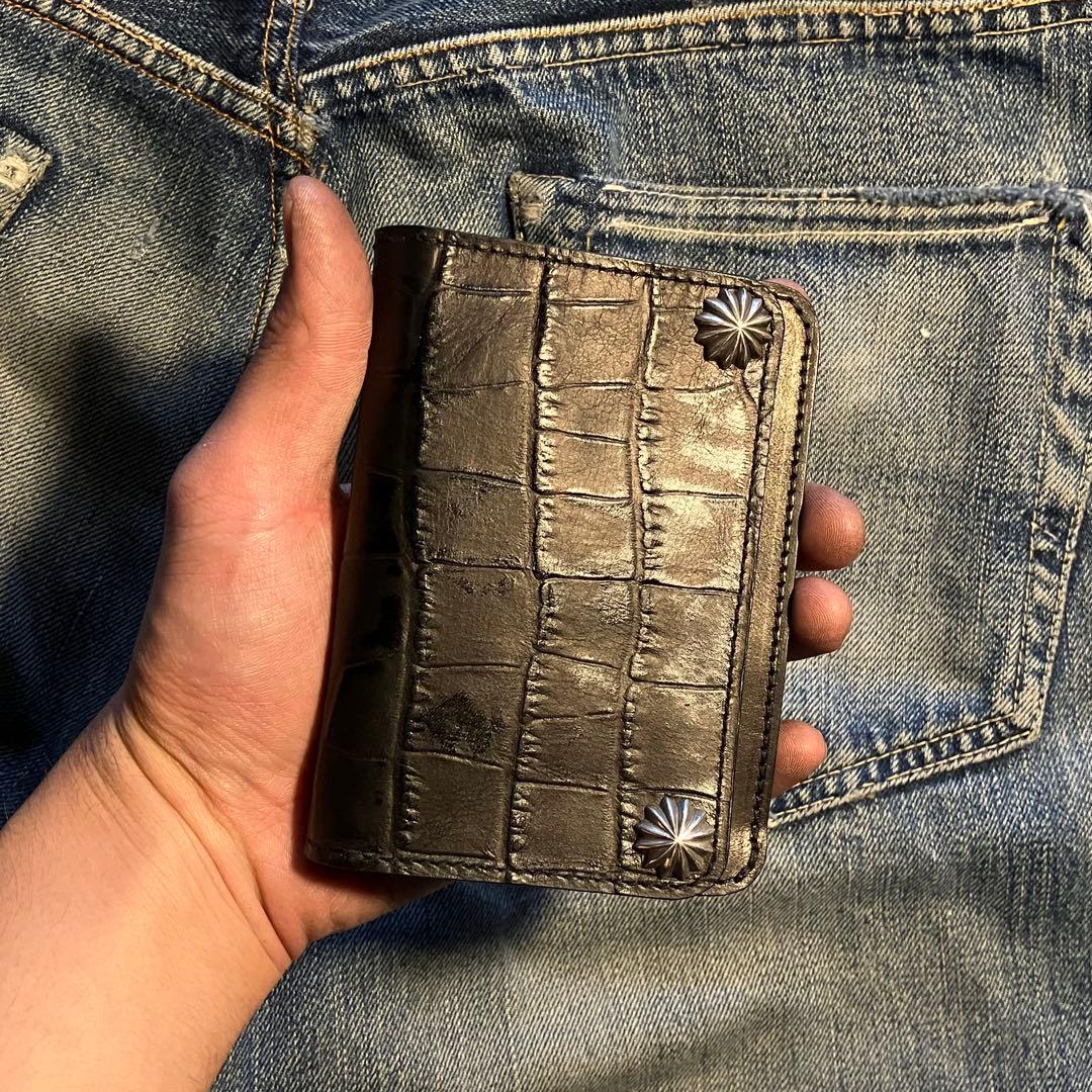 お札が折れない！ミドルトラッカーウォレット アポロコンチョ シルバー925 3層