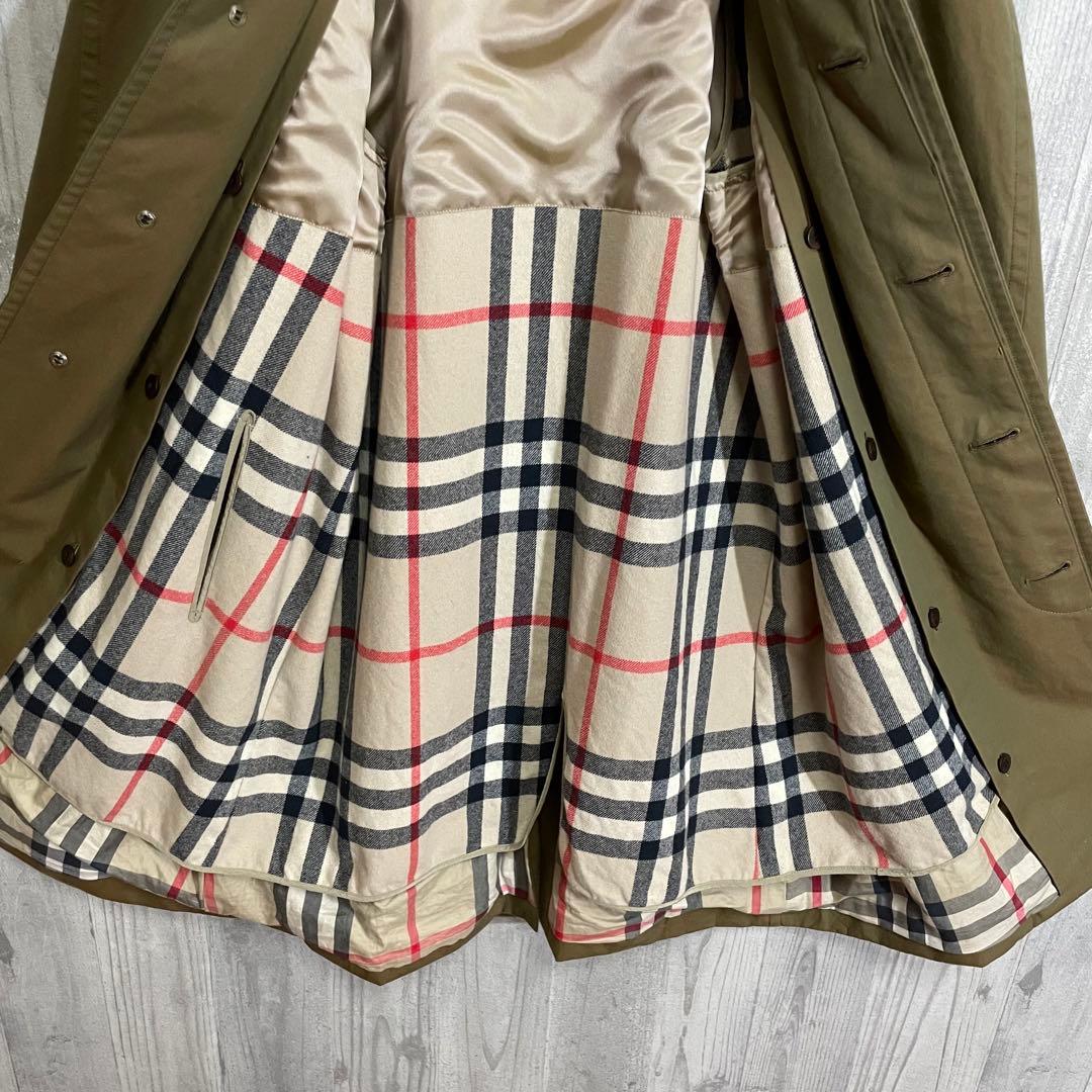 【ウールライナー付】バーバリー　裏地ノバチェック　ステンカラーコート　L