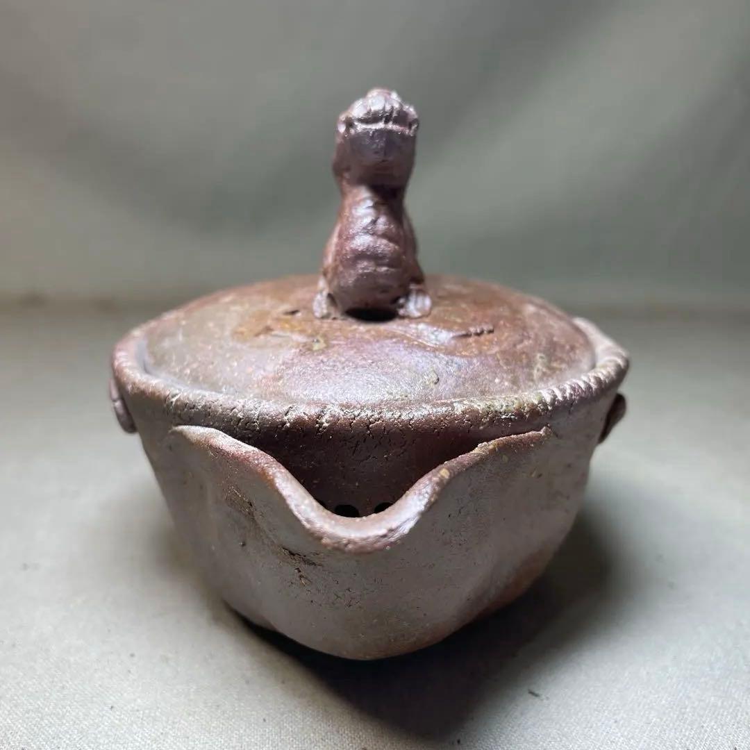 ト*ー様 備前焼　備前手造り龍宝瓶　獅子宝瓶 在銘 ２点セット 煎茶器 急須 煎