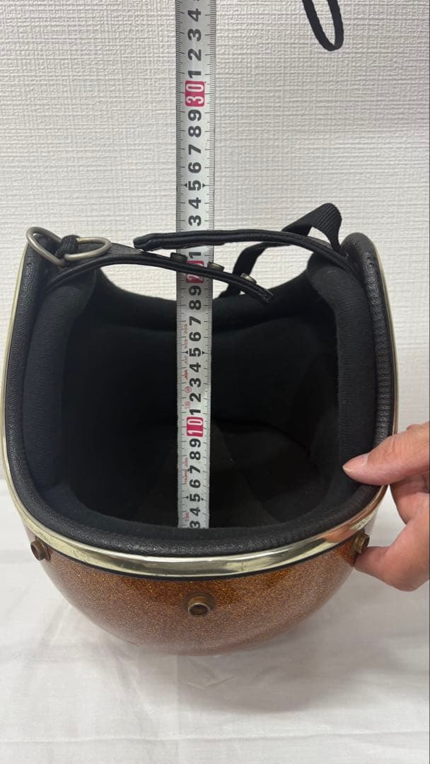 オレンジラメ仕上げ ジェットヘルメット