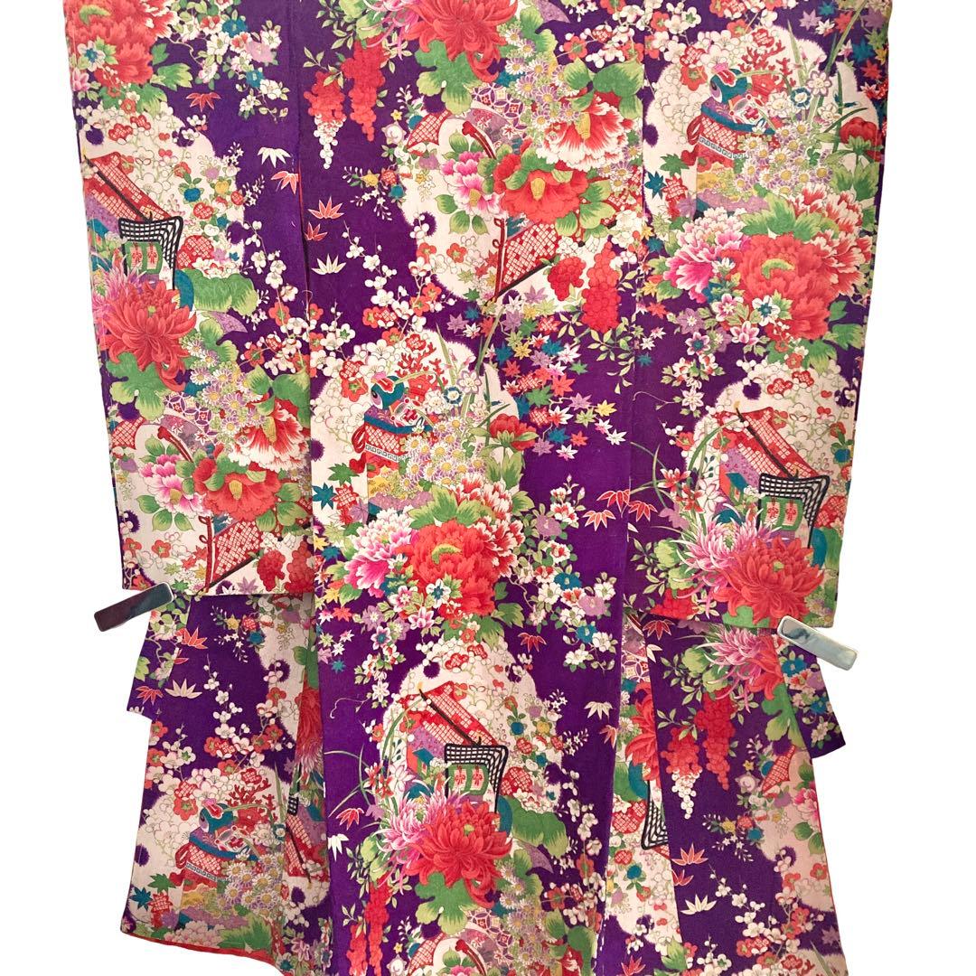 百花繚乱 3歳 女の子 子供着物 七五三 アンティーク着物 NO220