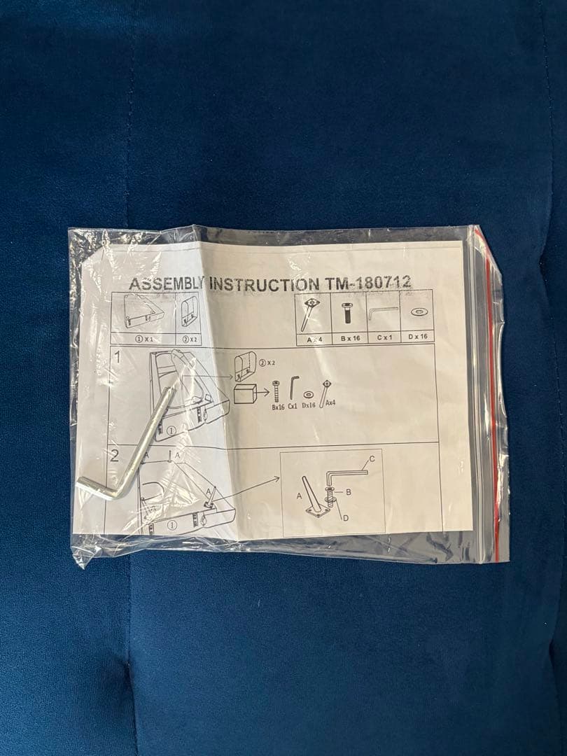 NOCE/ネイビーブルー ベルベット 3人掛けソファ