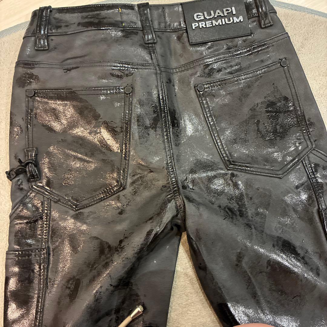 GUAPI ブラック レザーカーペンターデニム28インチ