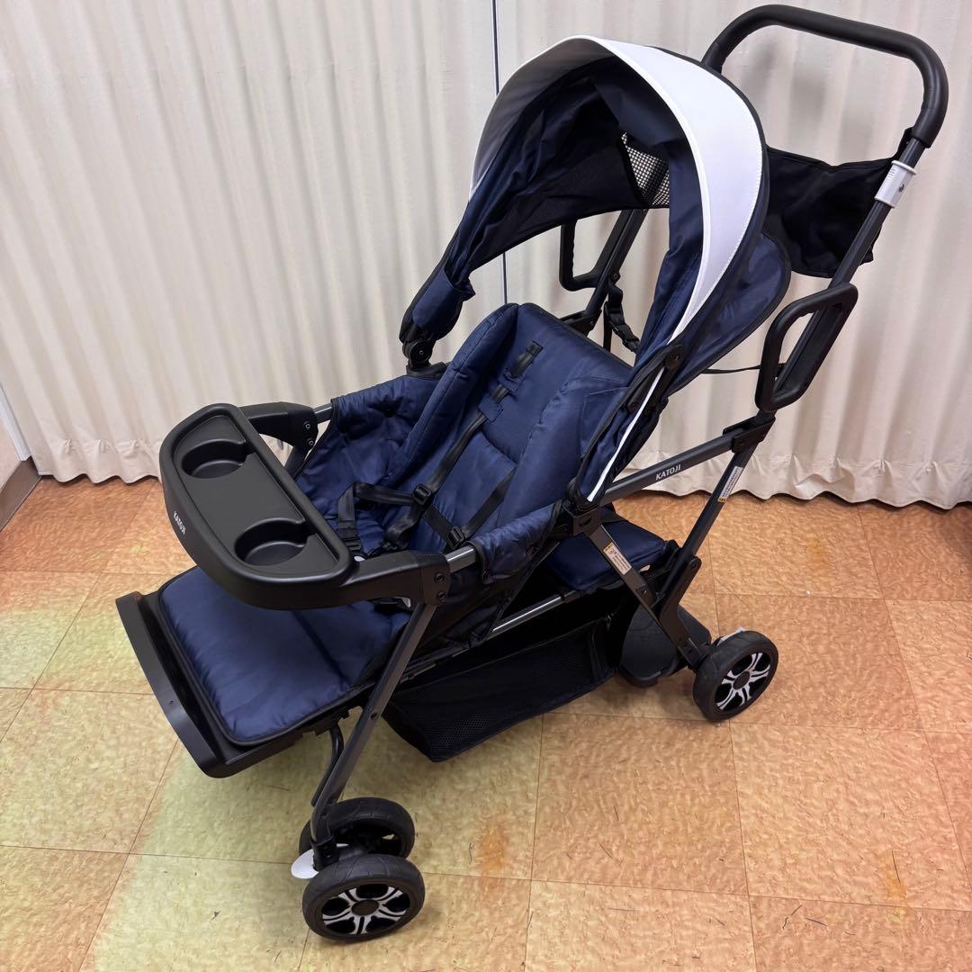 ☆美品☆　カトージ　KATOJI　二人乗りベビーカー　二人でゴー　ネイビー