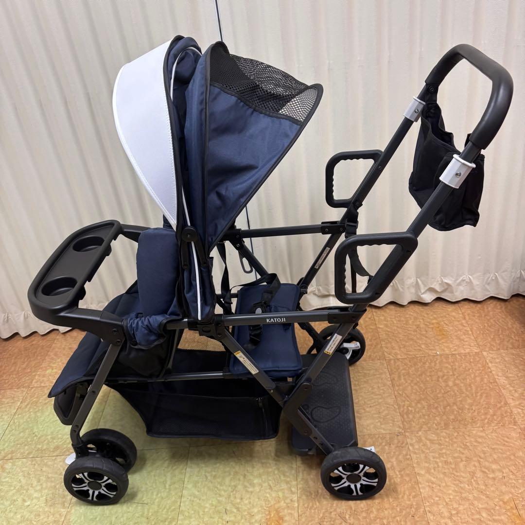 ☆美品☆　カトージ　KATOJI　二人乗りベビーカー　二人でゴー　ネイビー