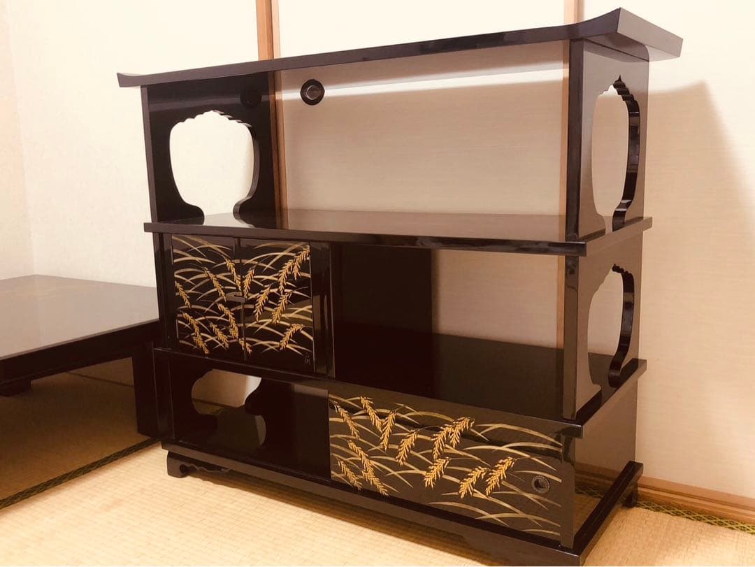 【説明文必ず読んで下さい】貴重な輪島塗 茶棚と座卓対のセット