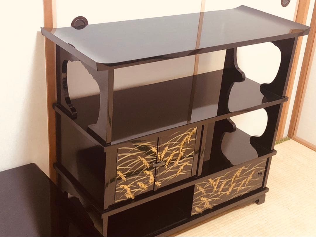 【説明文必ず読んで下さい】貴重な輪島塗 茶棚と座卓対のセット