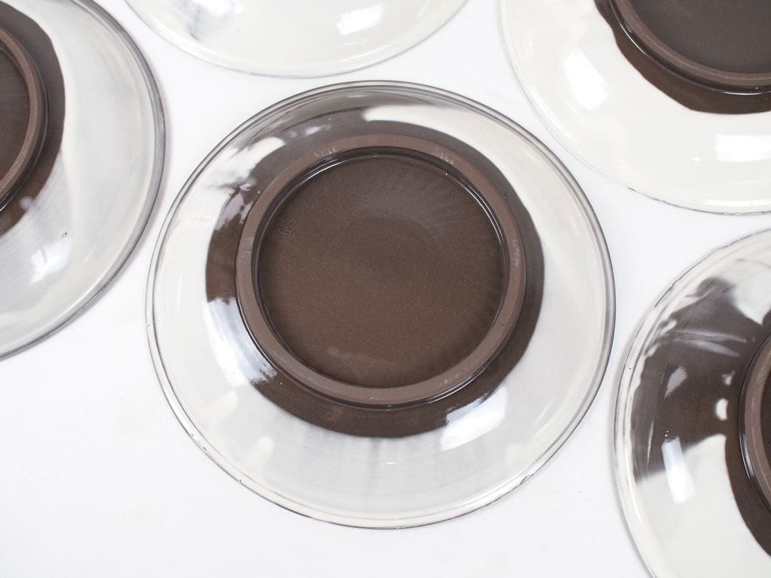 陶葊 陶あん 清水焼 京焼 大皿 8寸 24cm 5枚揃い 白掛五草花 共箱付き