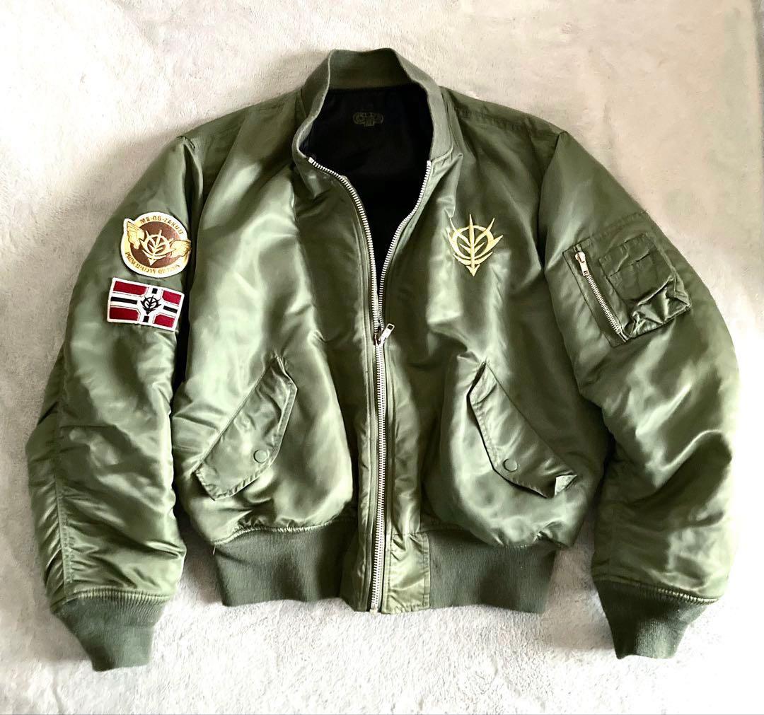 激レア ガンダム ジオン軍 MA-1 ワッペン フライトジャケット カーキ L