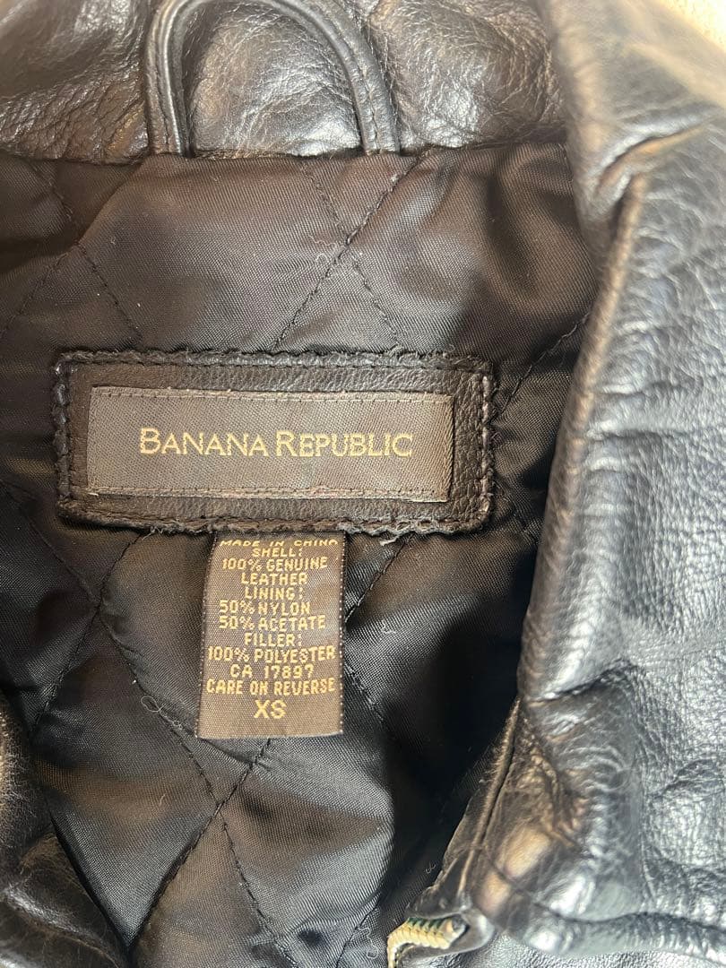 90's BANANA REPUBLIC ブラックレザージャケット XS