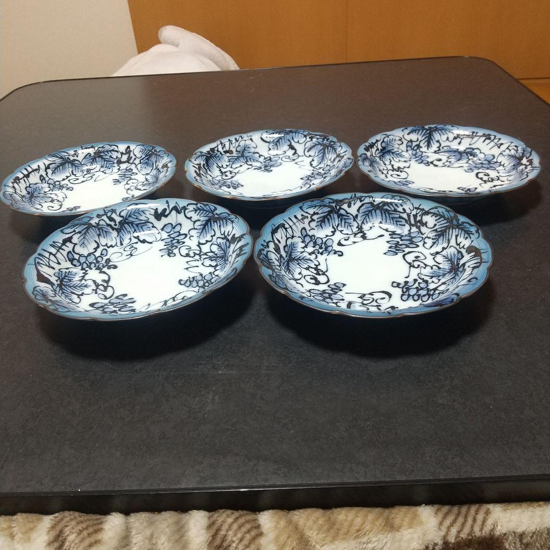 有田焼波佐見焼　林九郎窯　和皿揃 ブドウ柄