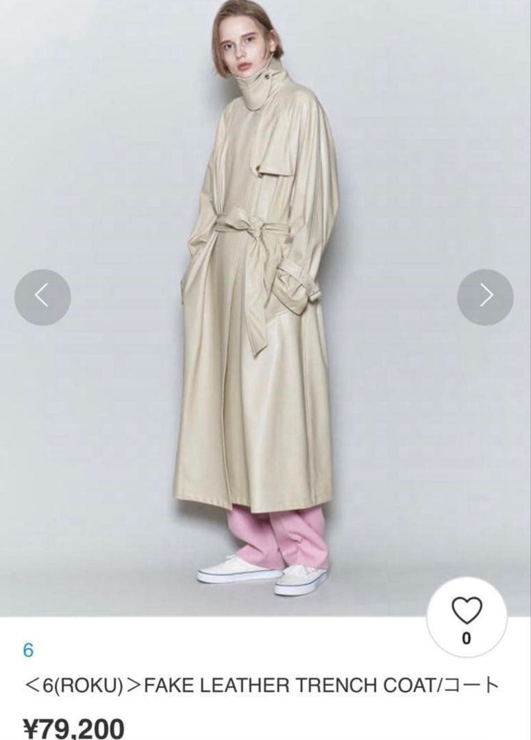 ジャケット・アウター 6(ROKU) FAKE LEATHER TRENCH COAT