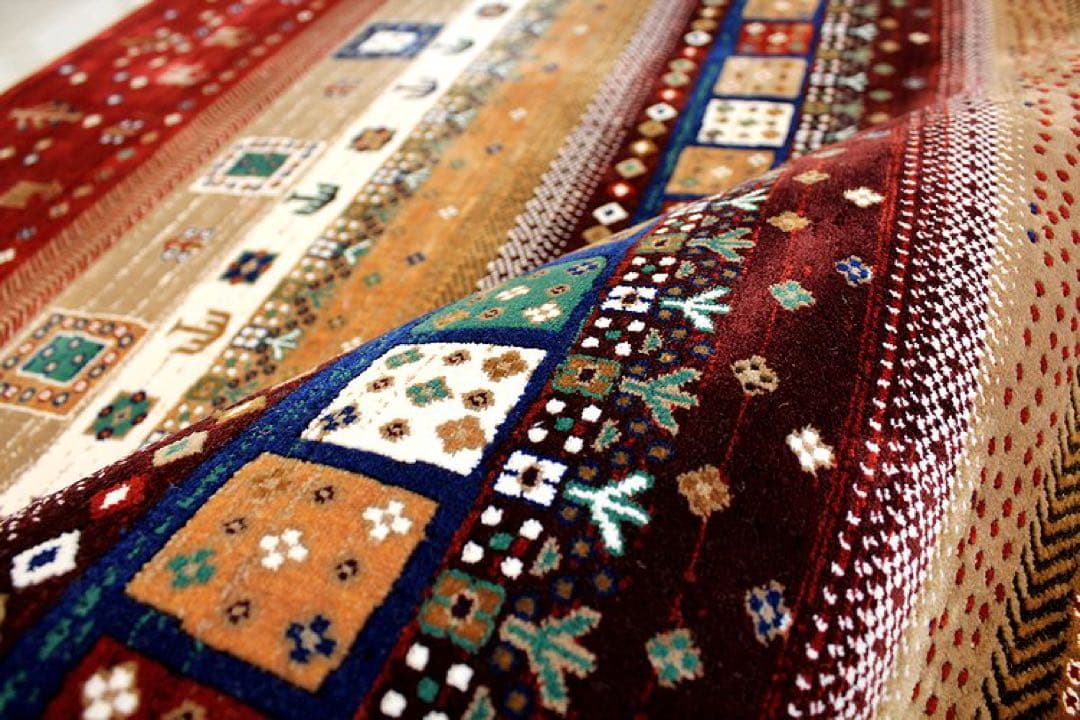 新品☆ウィルトンラグ カーペット 絨毯 高級ラグ イラン産 ギャべ柄